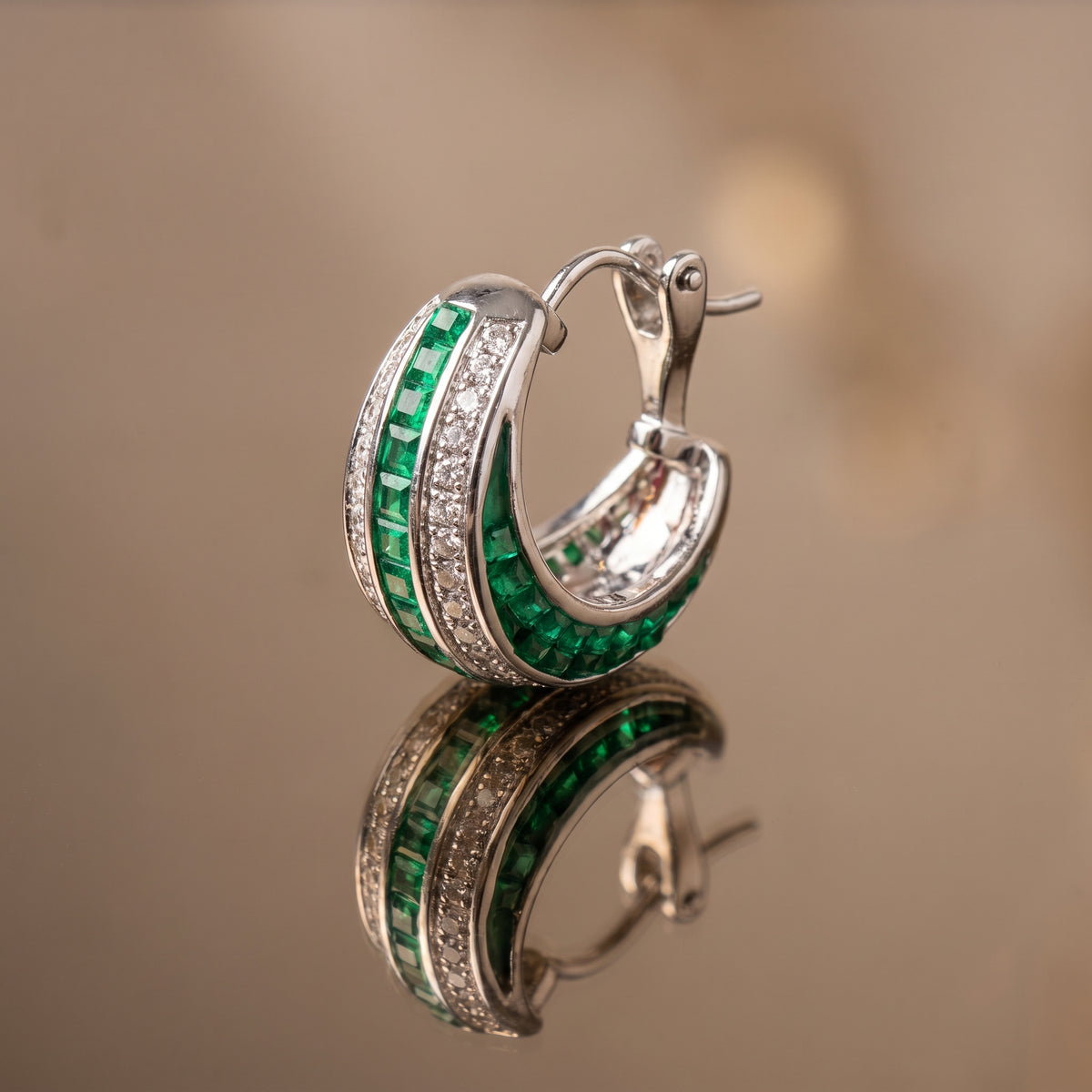Crystal Hoop Earrings Emerald