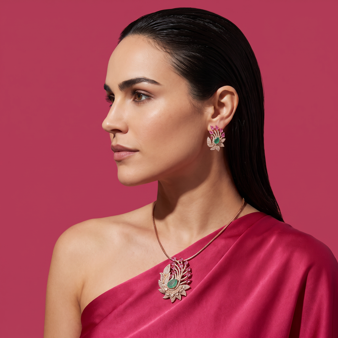 Amoli Peacock Pendant Set