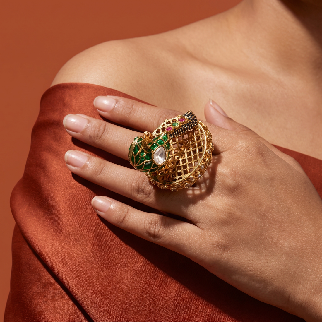 Kiya Peacock Statement Ring