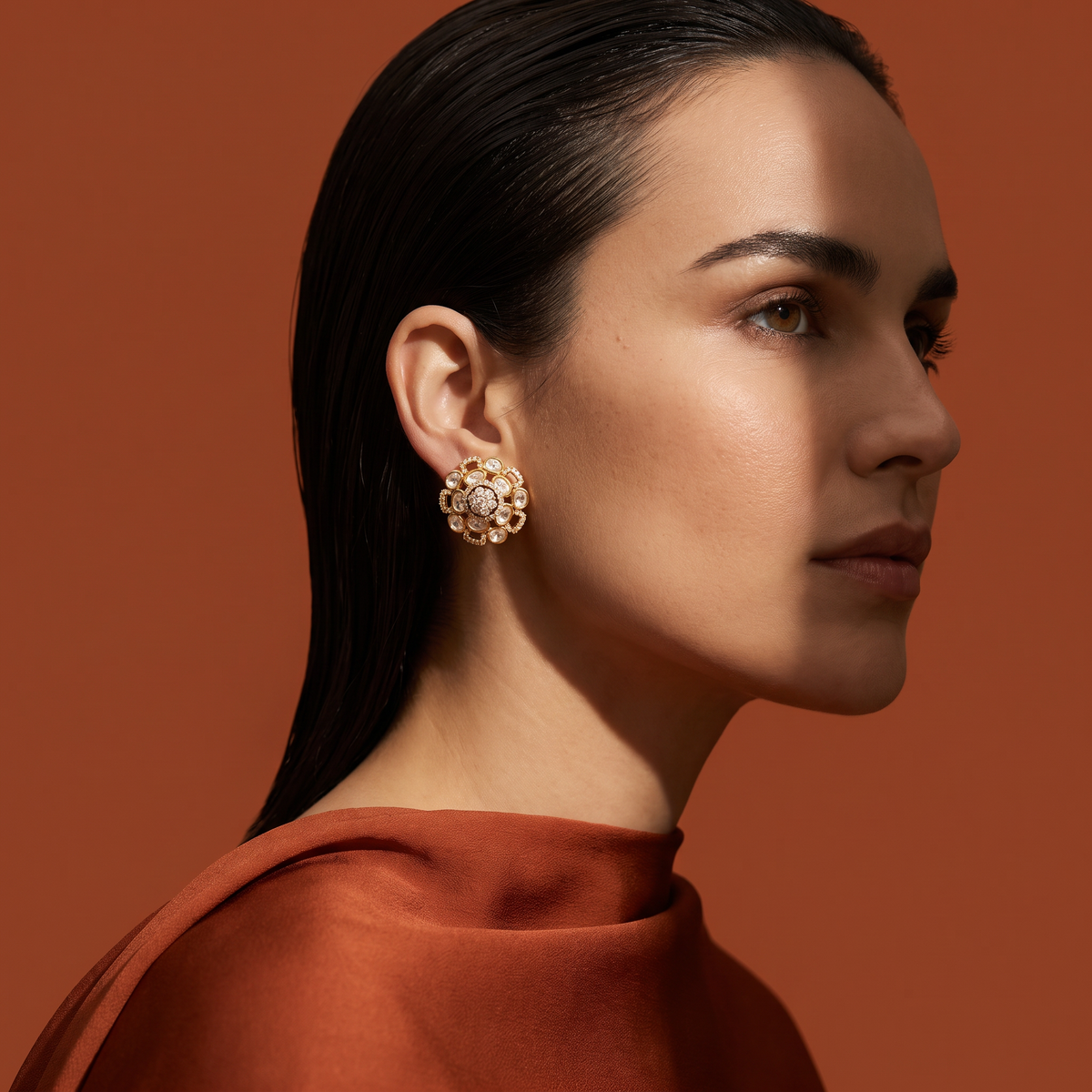 Kyra Floral Polki Studs