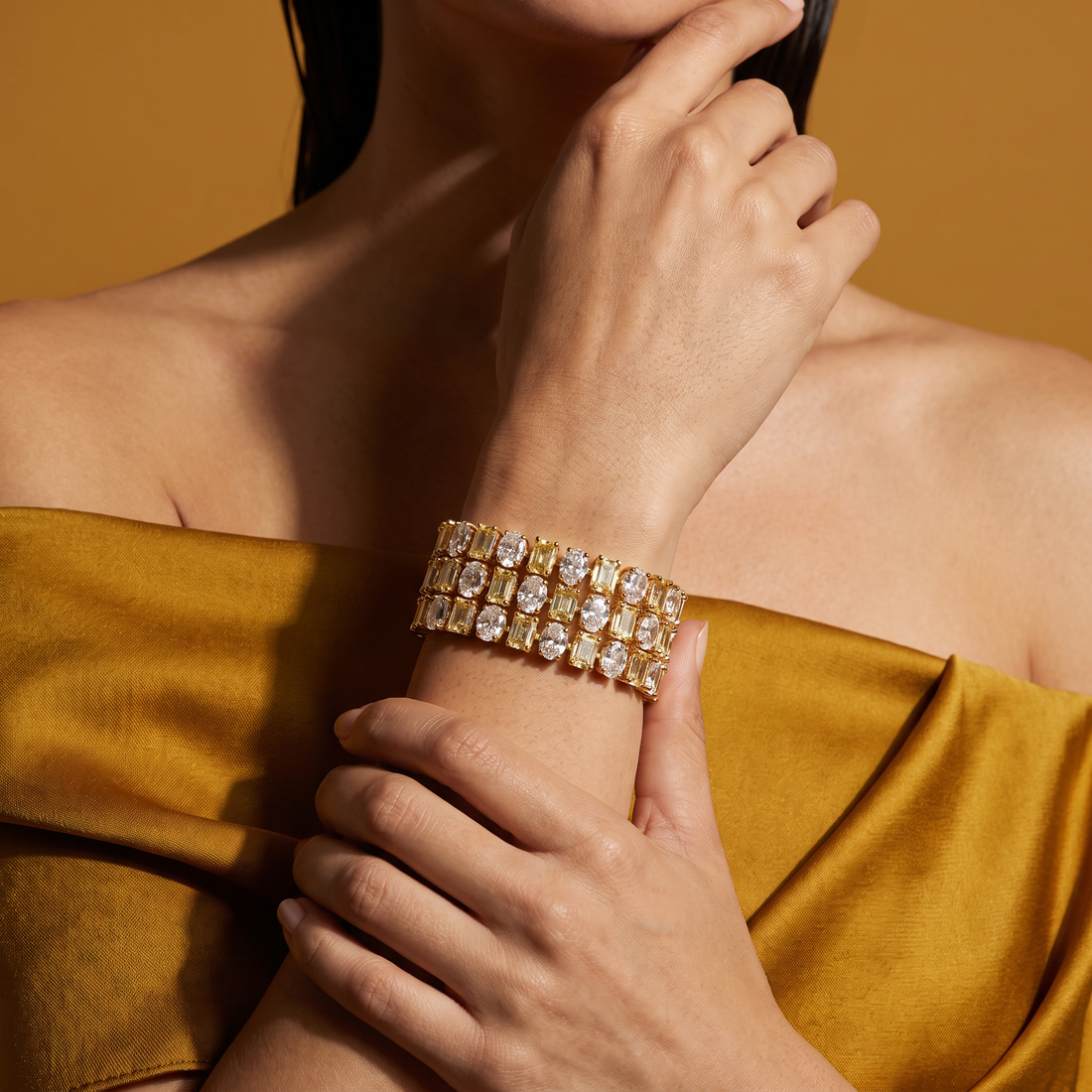 Mixed Cut Clear & Yellow Bracelet