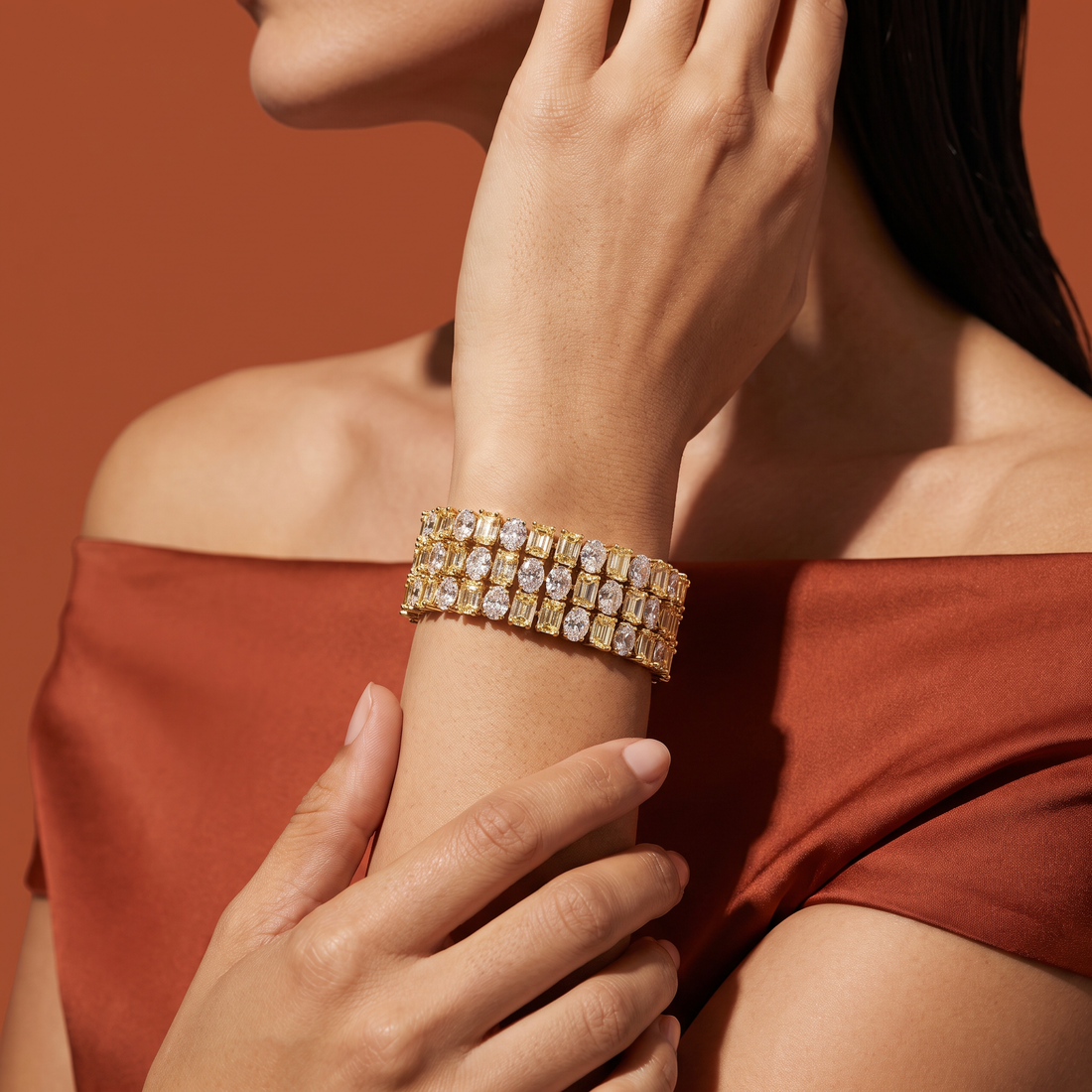 Mixed Cut Clear & Yellow Bracelet