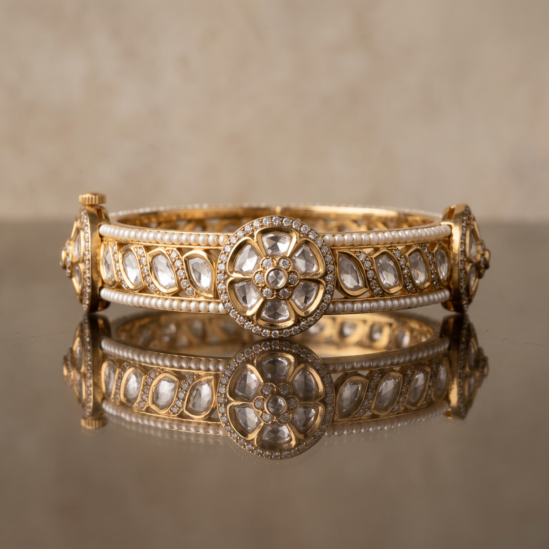 Padma Pearl Kundan Bracelet
