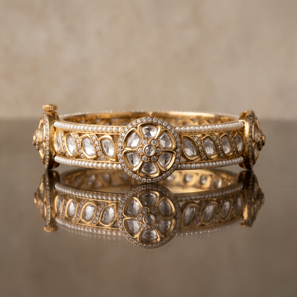Padma Pearl Kundan Bracelet