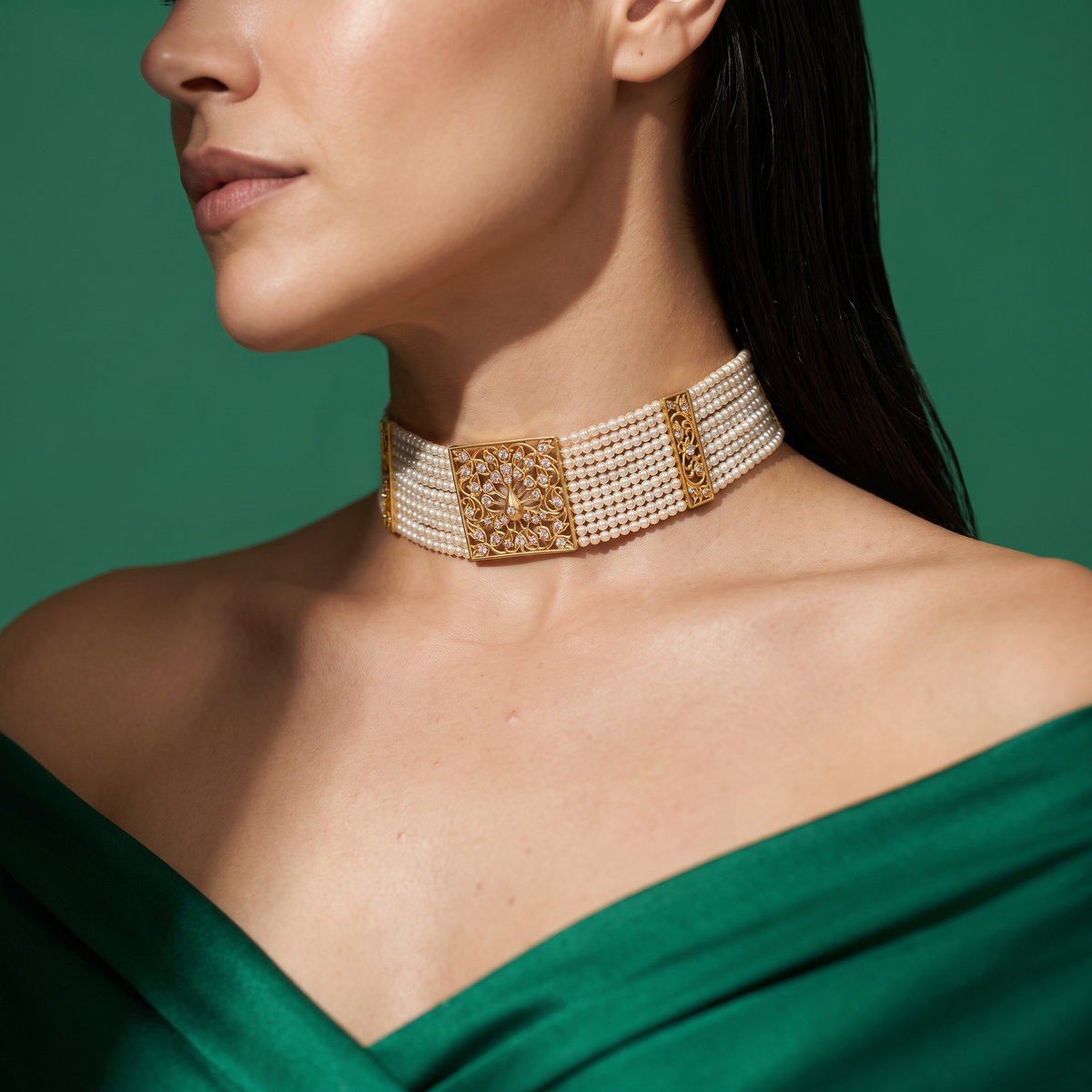 Ritvi Pearl Filigree Choker