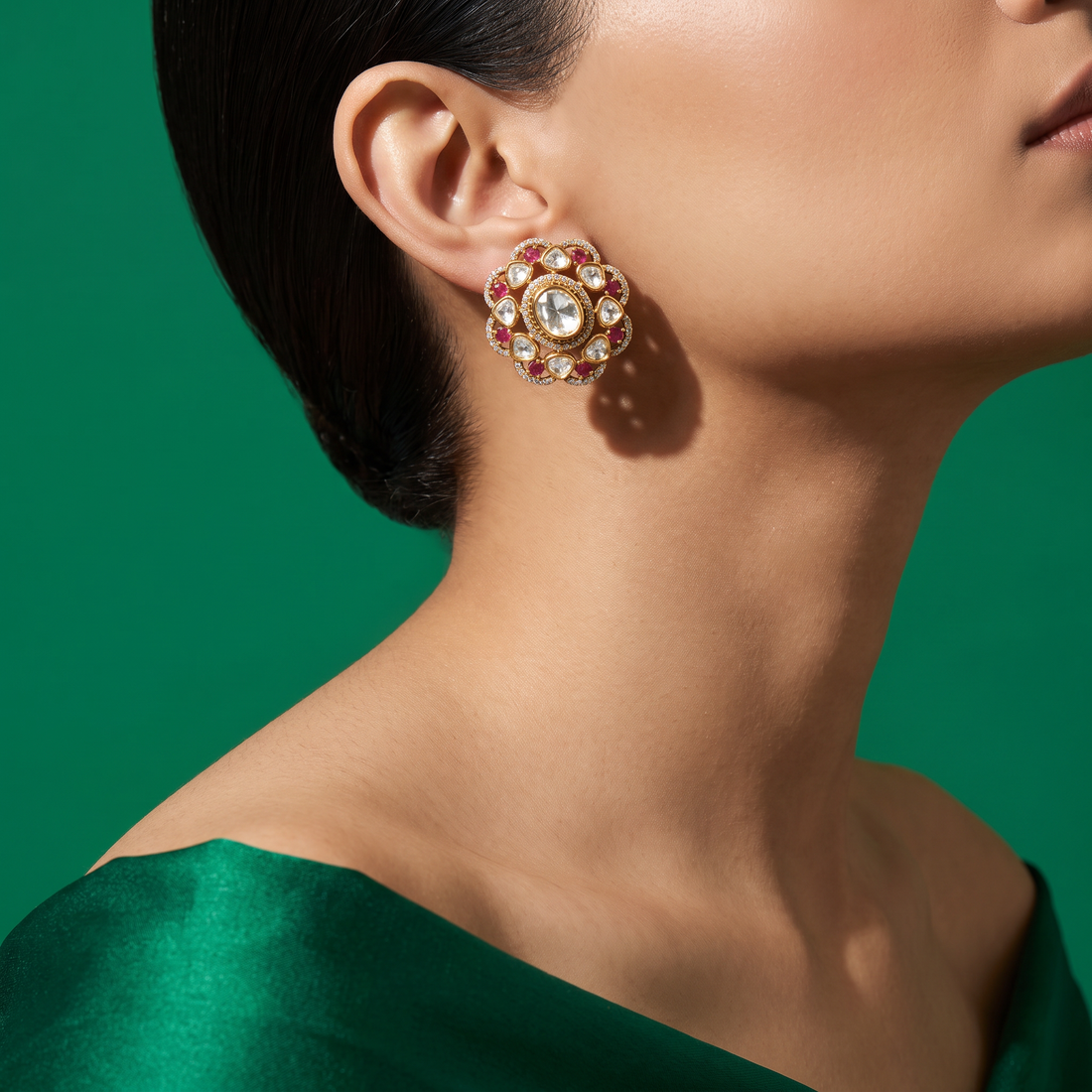Samira Ruby Polki Studs