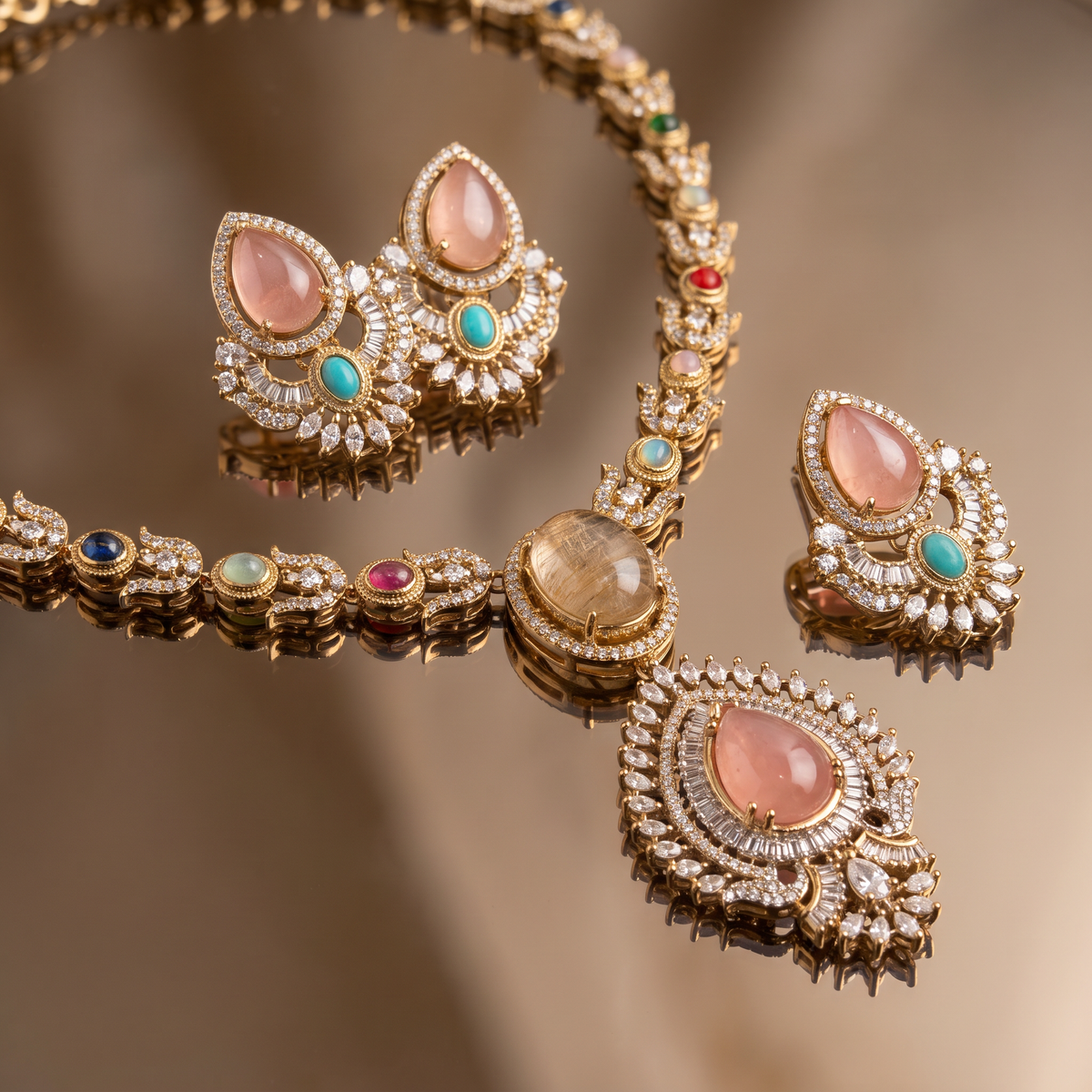 Tara Rose Gem Necklace Set