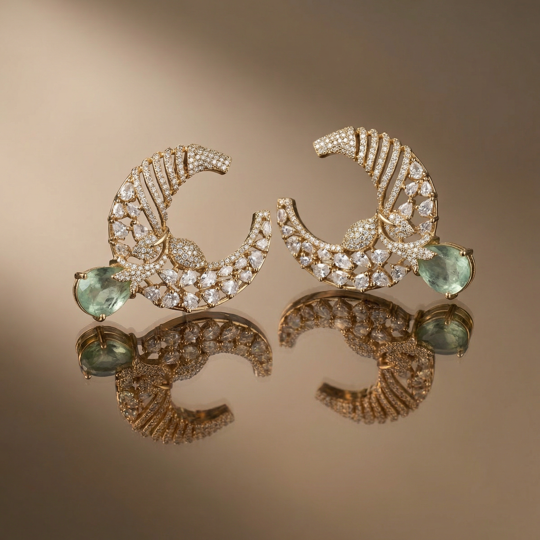 Aira Crescent Stud Earrings – crescent motif stud earrings by Ozel