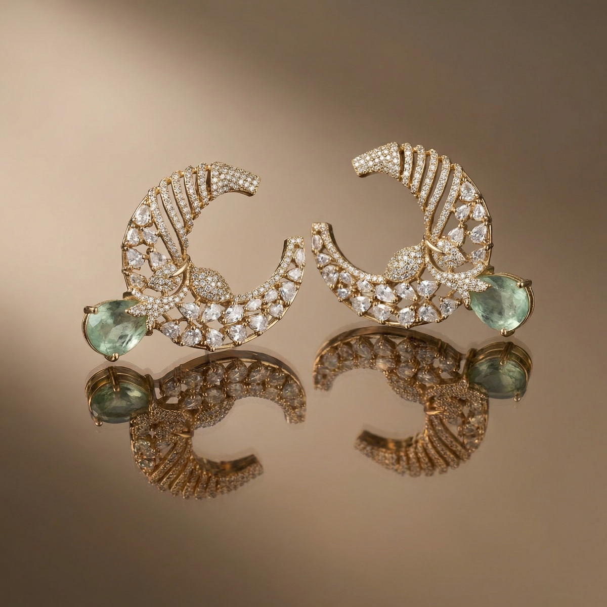 Aira Crescent Stud Earrings – crescent motif stud earrings by Ozel