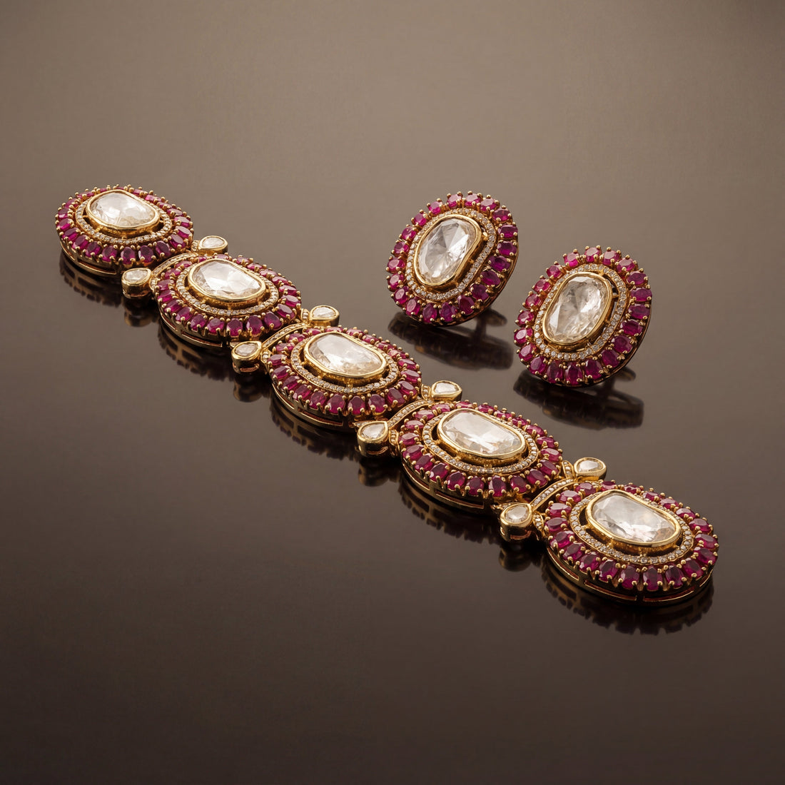 Elowen ruby choker set – kundan stone detail by Ozel