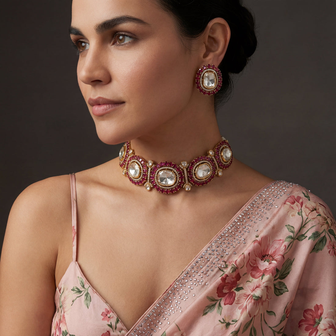 Elowen ruby choker set with kundan detailing — bridal heritage jewellery by Ozel