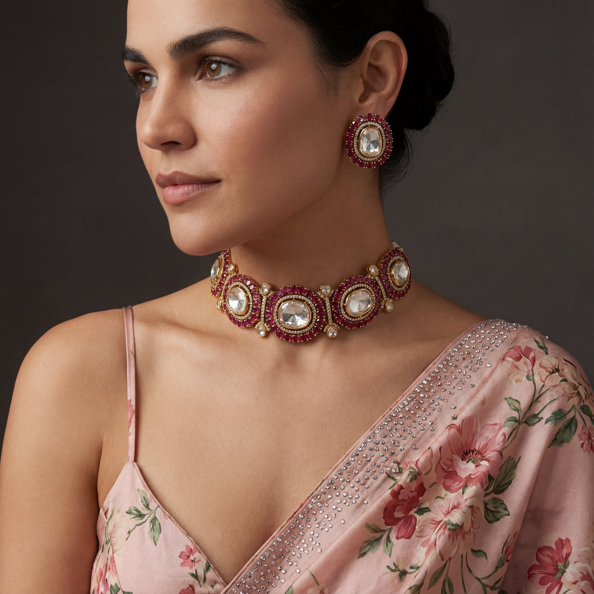 Elowen ruby choker set with kundan detailing — bridal heritage jewellery by Ozel