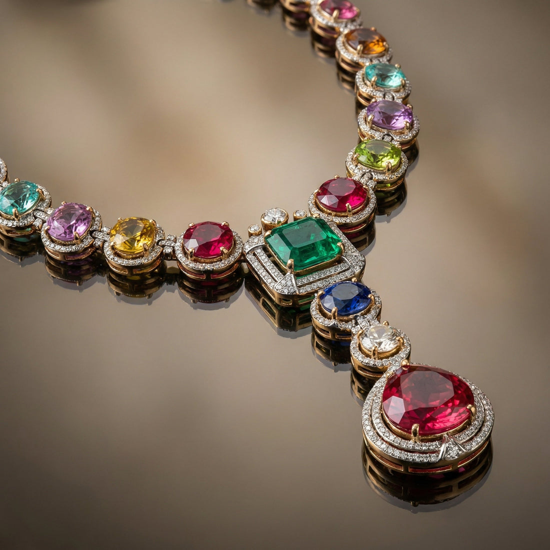 Gemstones Royale Statement Necklace Set – ornate gemstone set by Ozel