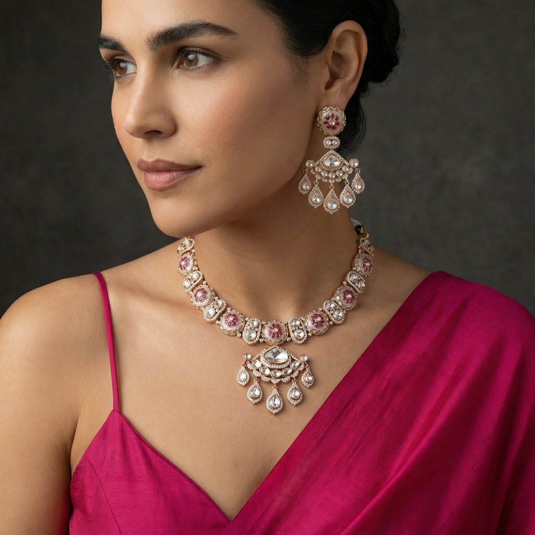 Ruhani Meena Necklace Set – soulful meenakari necklace by Ozel
