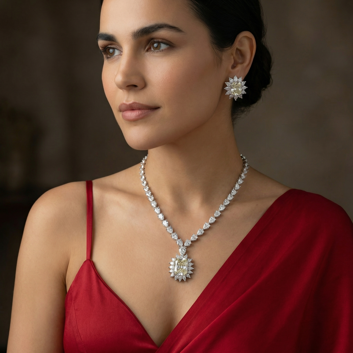 Solmira – radiant bloom necklace set by Ozel