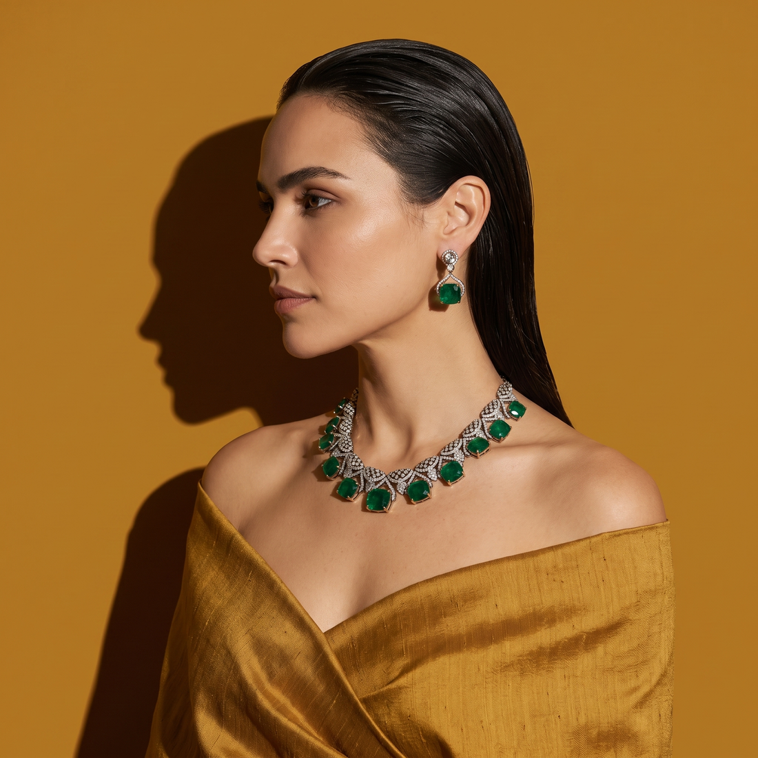 Emerald Grid Necklace Set