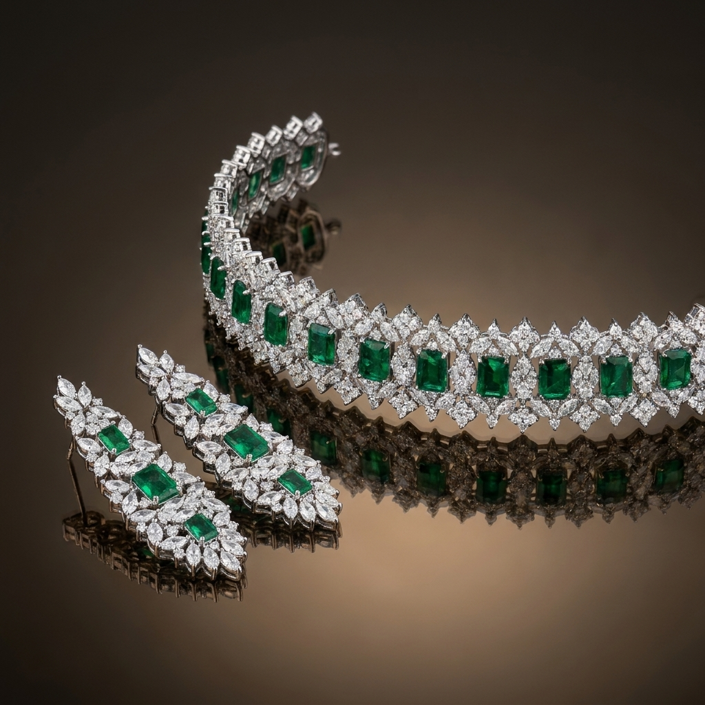 Emerald Constellation Choker & Drop Earrings Set