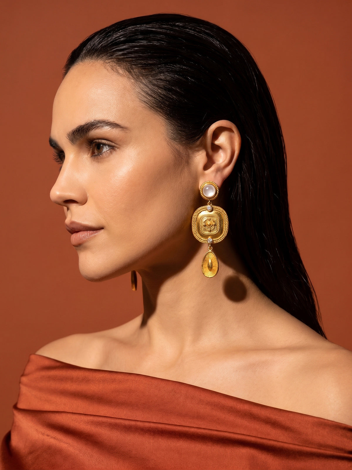 Ivory Cabochon Rope-Work Tier Drops 3