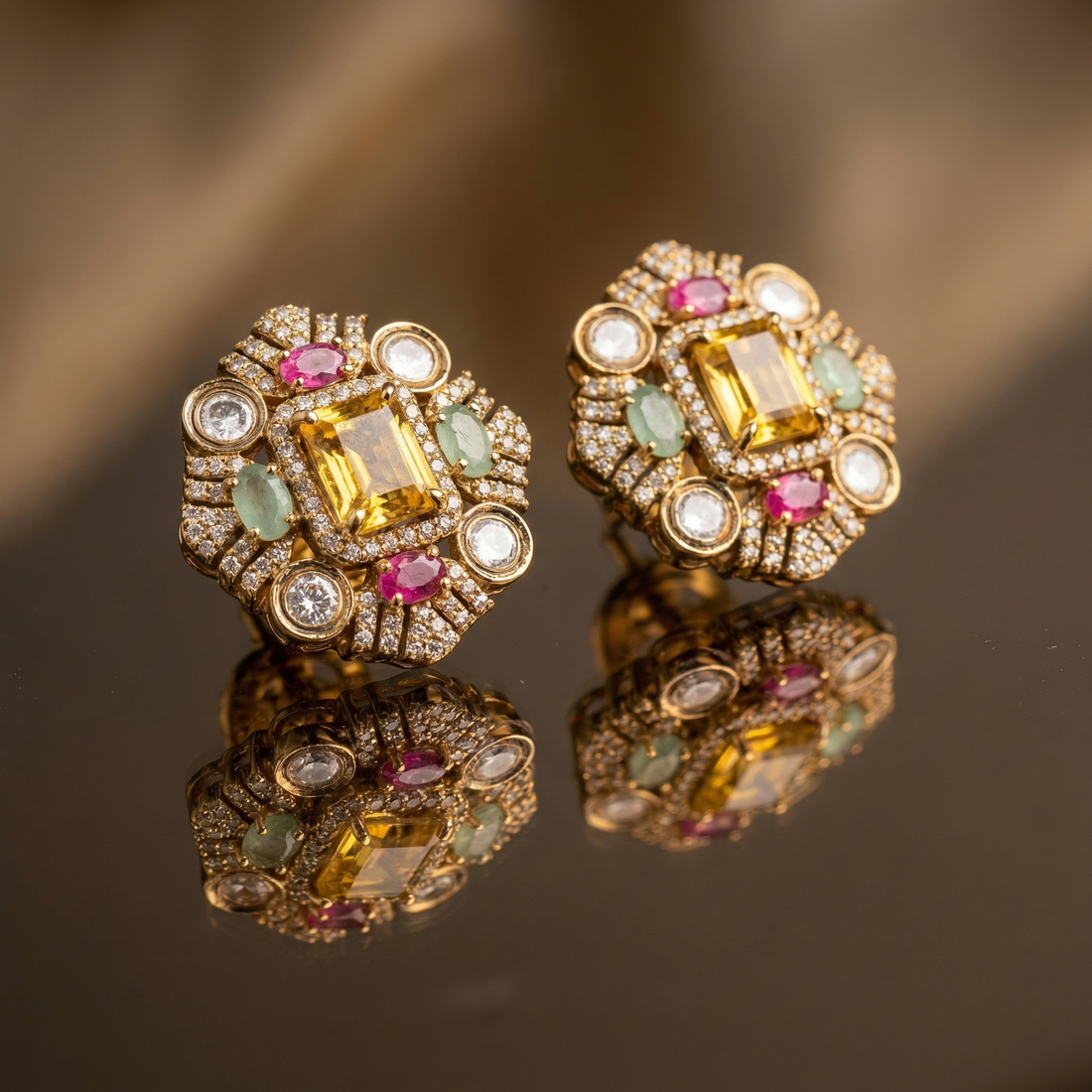 Sofia Navira Statement Earrings – ornate Indian occasion earrings by Ozel