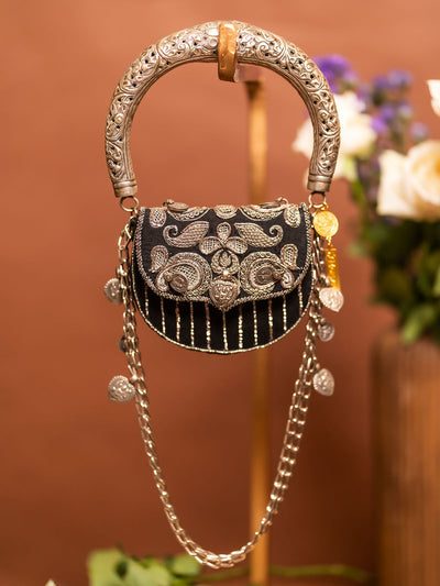 Amra hasli black bag with chain strap option — Ozel