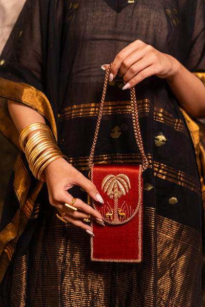 Riva mobile sling bag – handcrafted Indian designer sling by Ozel