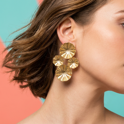 Radiant sunburst drop earrings gold – handcrafted sunburst earrings by Ozel