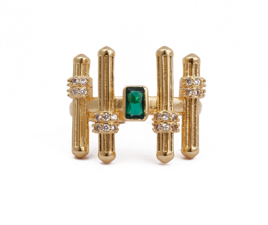 Gilded ring with intricate handcrafted gold detailing