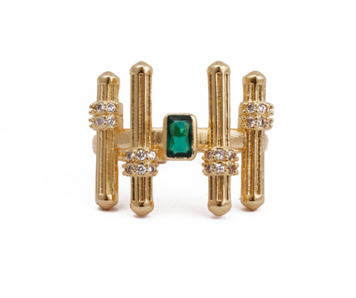 Gilded ring with intricate handcrafted gold detailing