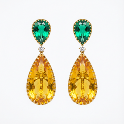 Verdant Amber Aura Drop Earrings