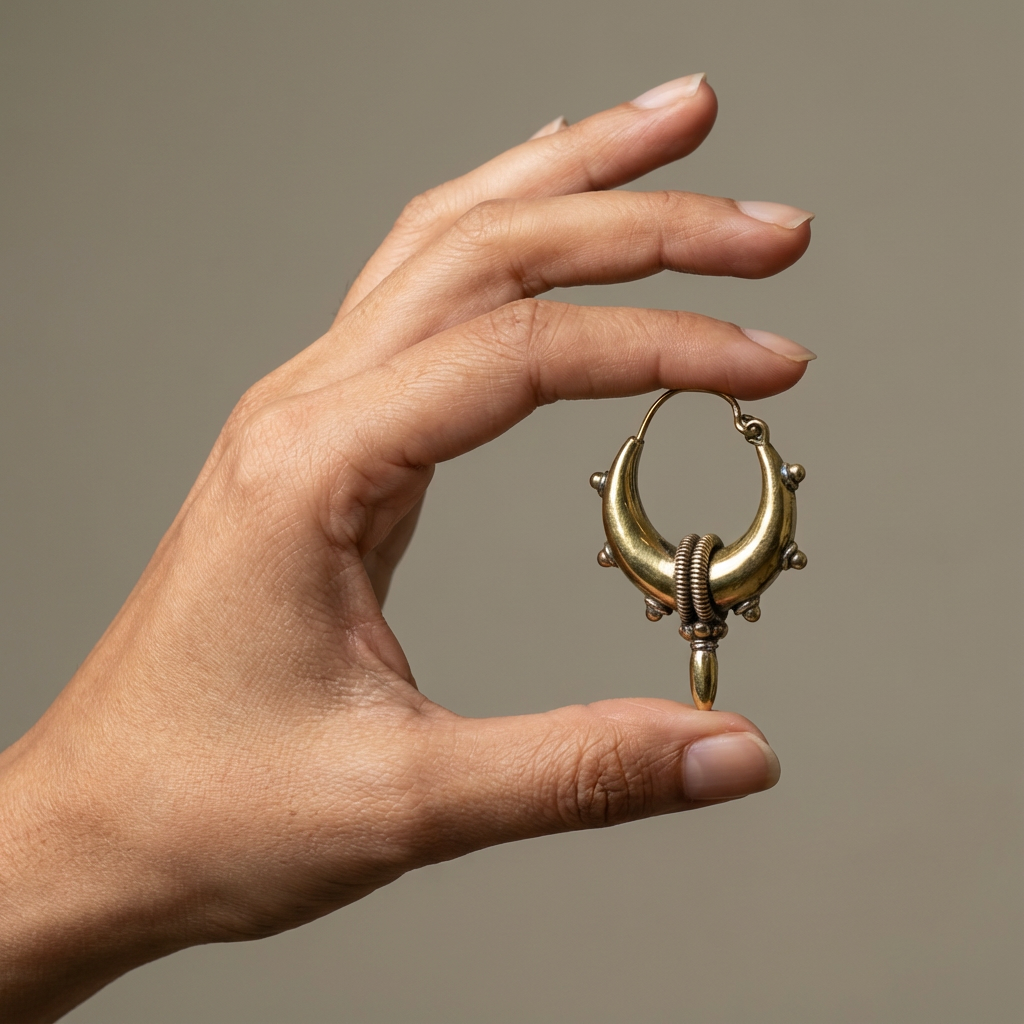Crescent spike hoop earrings – bold handcrafted gold hoops by Ozel