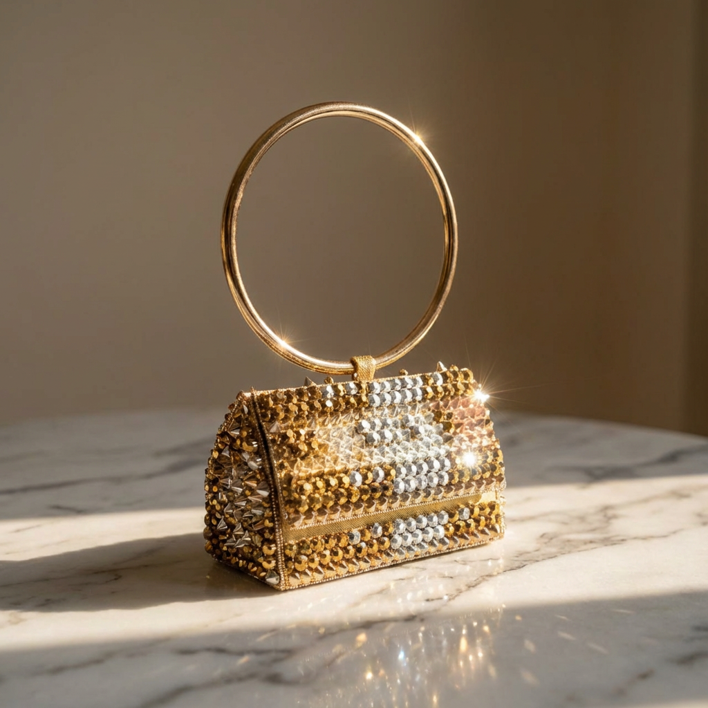Aurelia ring mini bag with polished gold handle