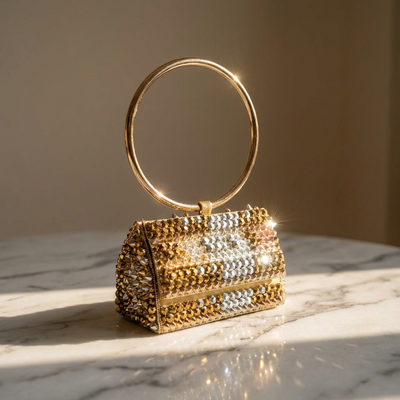 Aurelia ring mini bag with polished gold handle