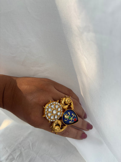 Mehreen floral ring – worn on finger by Ozel