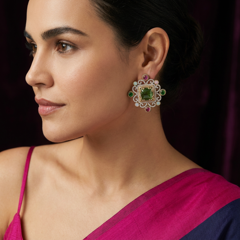 Ashta earrings – handcrafted Indian ashta motif earrings by Ozel