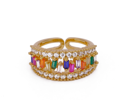 Multicolor spectrum ring – top view of setting by Ozel