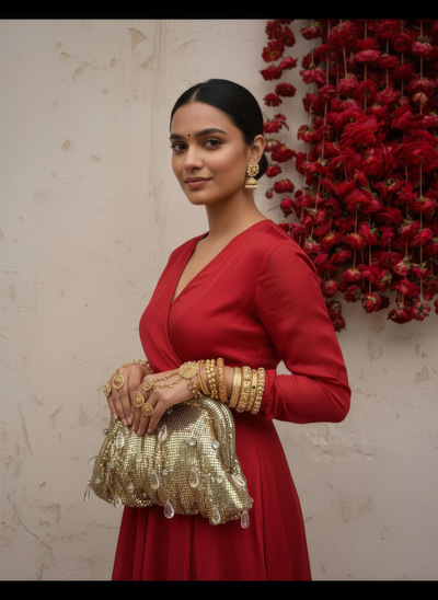 SoHo gold clutch bag – luxury Indian evening accessory by Ozel
