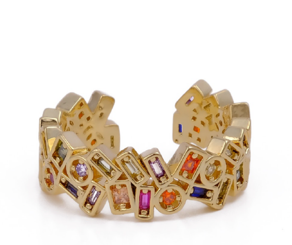 Multicolor spectrum ring – stone detail close-up by Ozel
