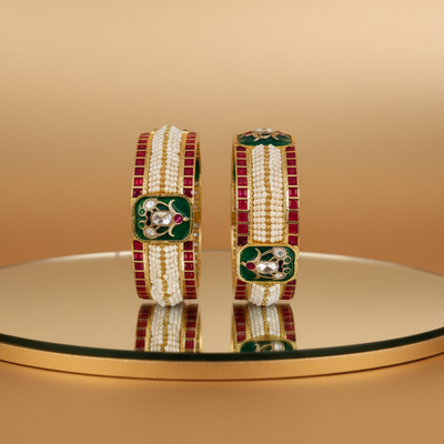 Aina pearl bangle kada – traditional Indian bridal jewelry by Ozel