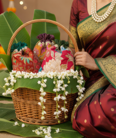 Set of Anvika gota-embroidered potli bags – Ozel