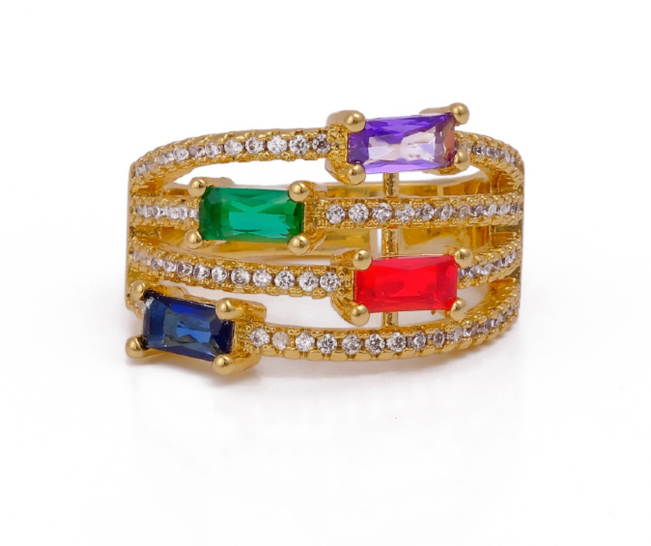 Multicolor spectrum ring – rainbow gemstone ring by Ozel