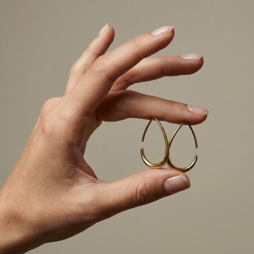 Twin arc hoop earrings – full pair view by Ozel