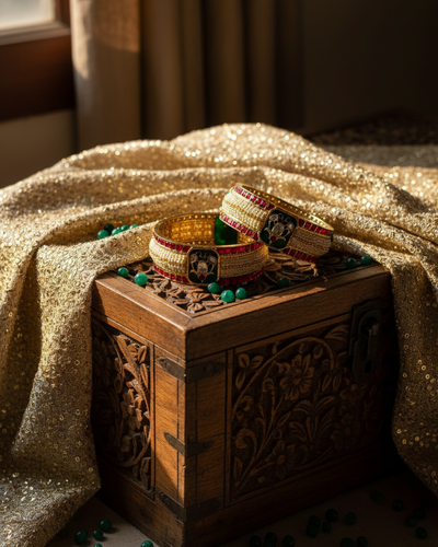 Aina pearl bangle kada – traditional Indian bridal jewelry by Ozel