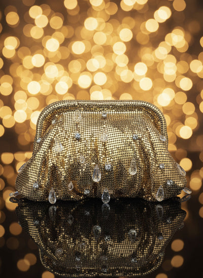 SoHo gold clutch bag – luxury Indian evening accessory by Ozel