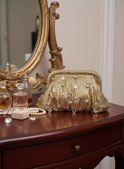 SoHo gold clutch bag – luxury Indian evening accessory by Ozel