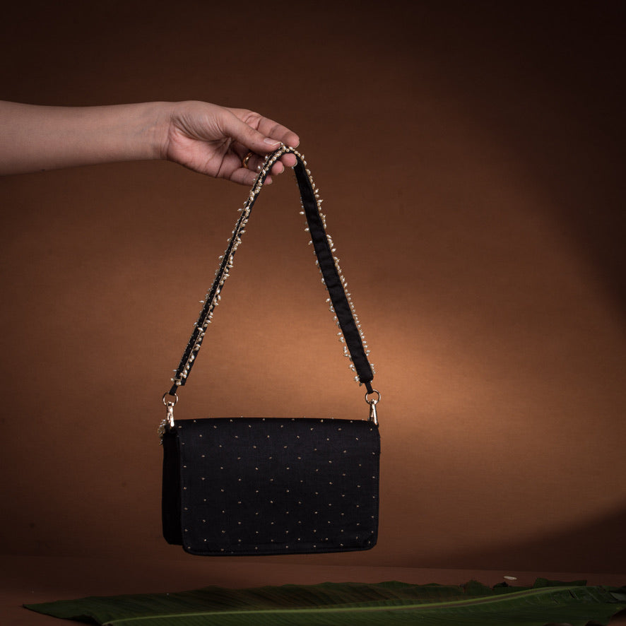 Jadau flap bag – handcrafted Indian embroidery accessory by Ozel