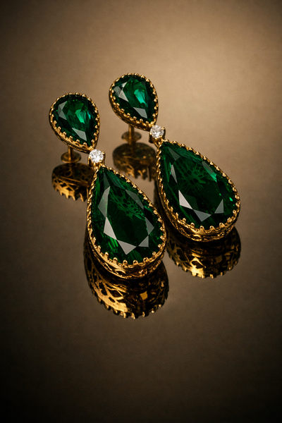 Lumiere drop earrings – full pair view by Ozel