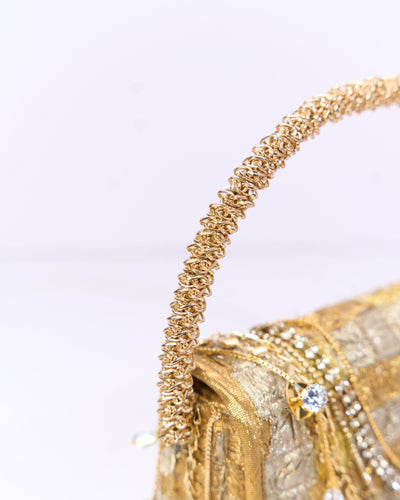 Deo Luxe woven flap bag back view — Ozel