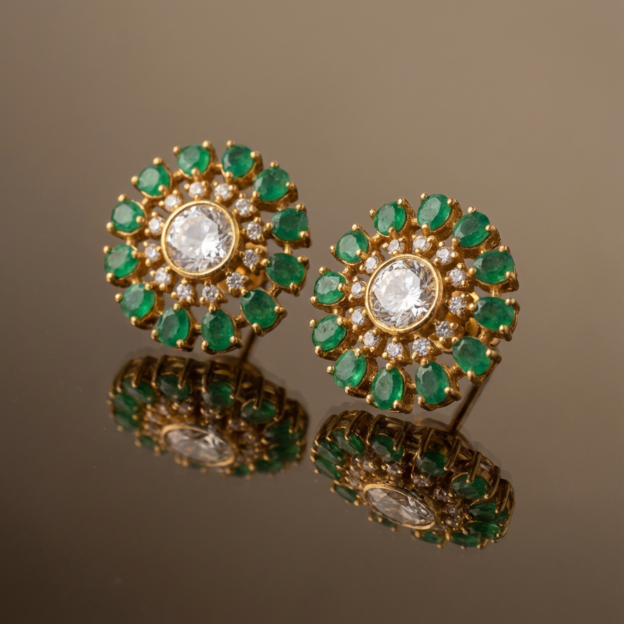 Orbit geometric stud earrings with polished ring detailing