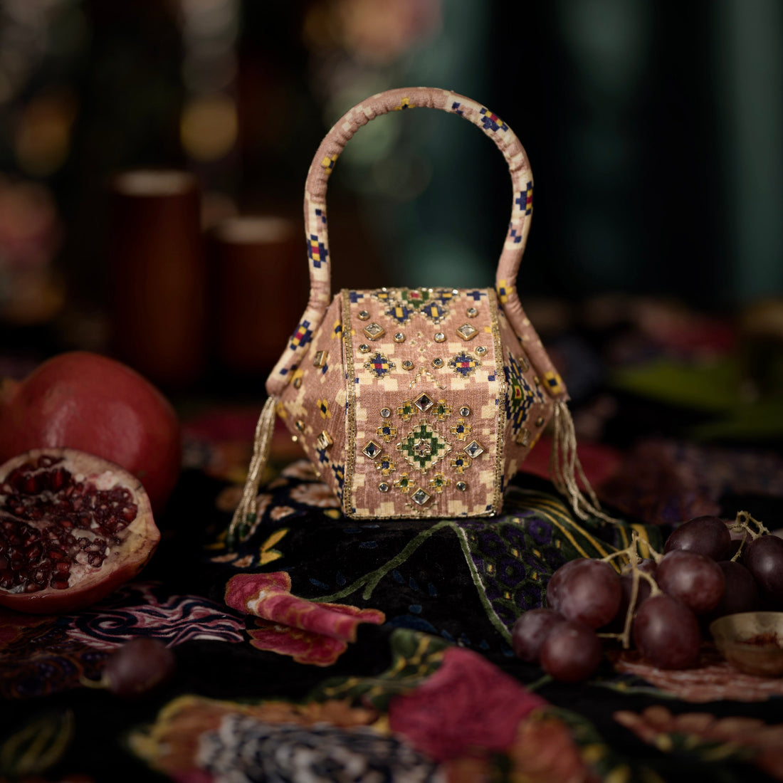 Detail of Patola nano bag tassel and embroidery — Ozel