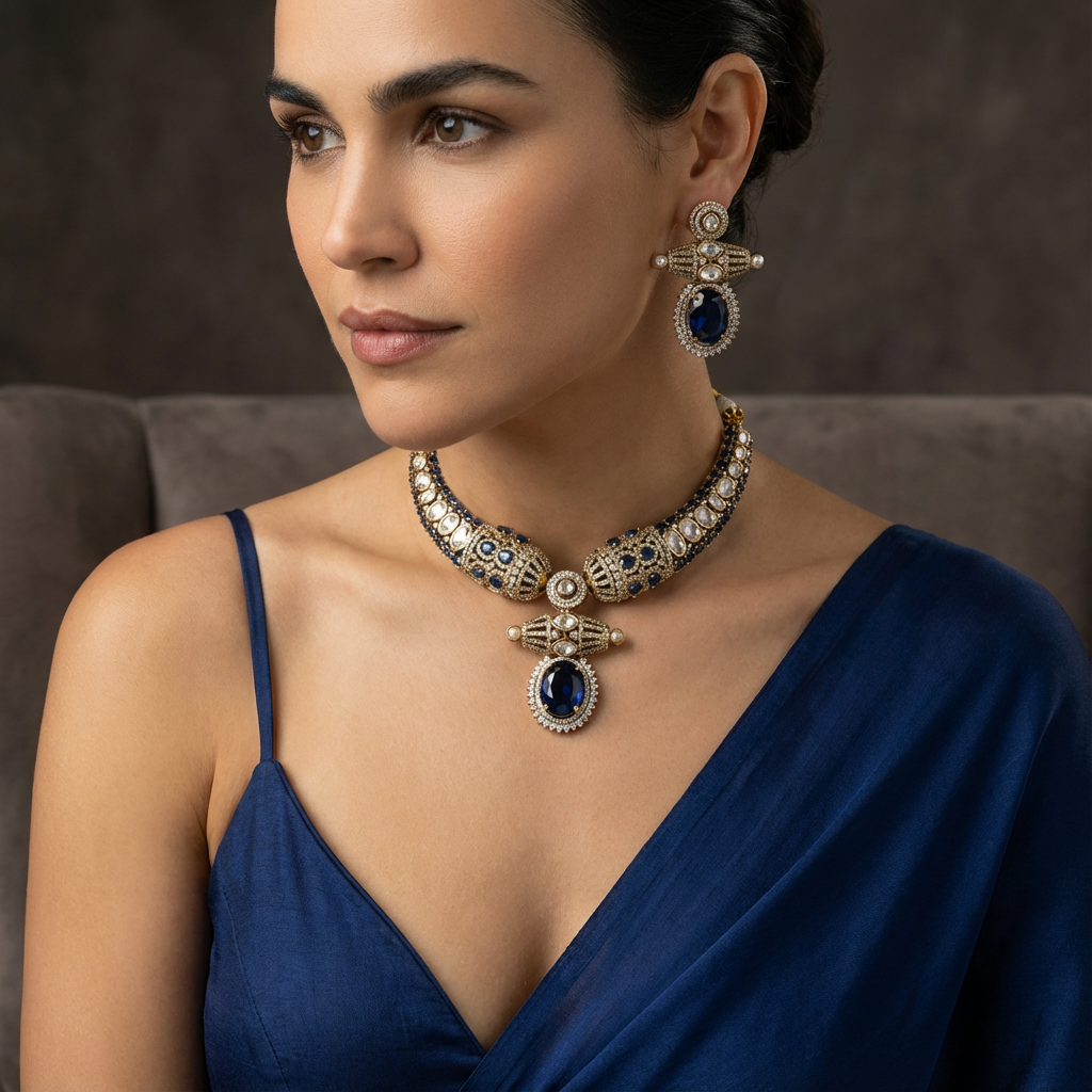 Neelam hasli necklace set – full set with earrings by Ozel